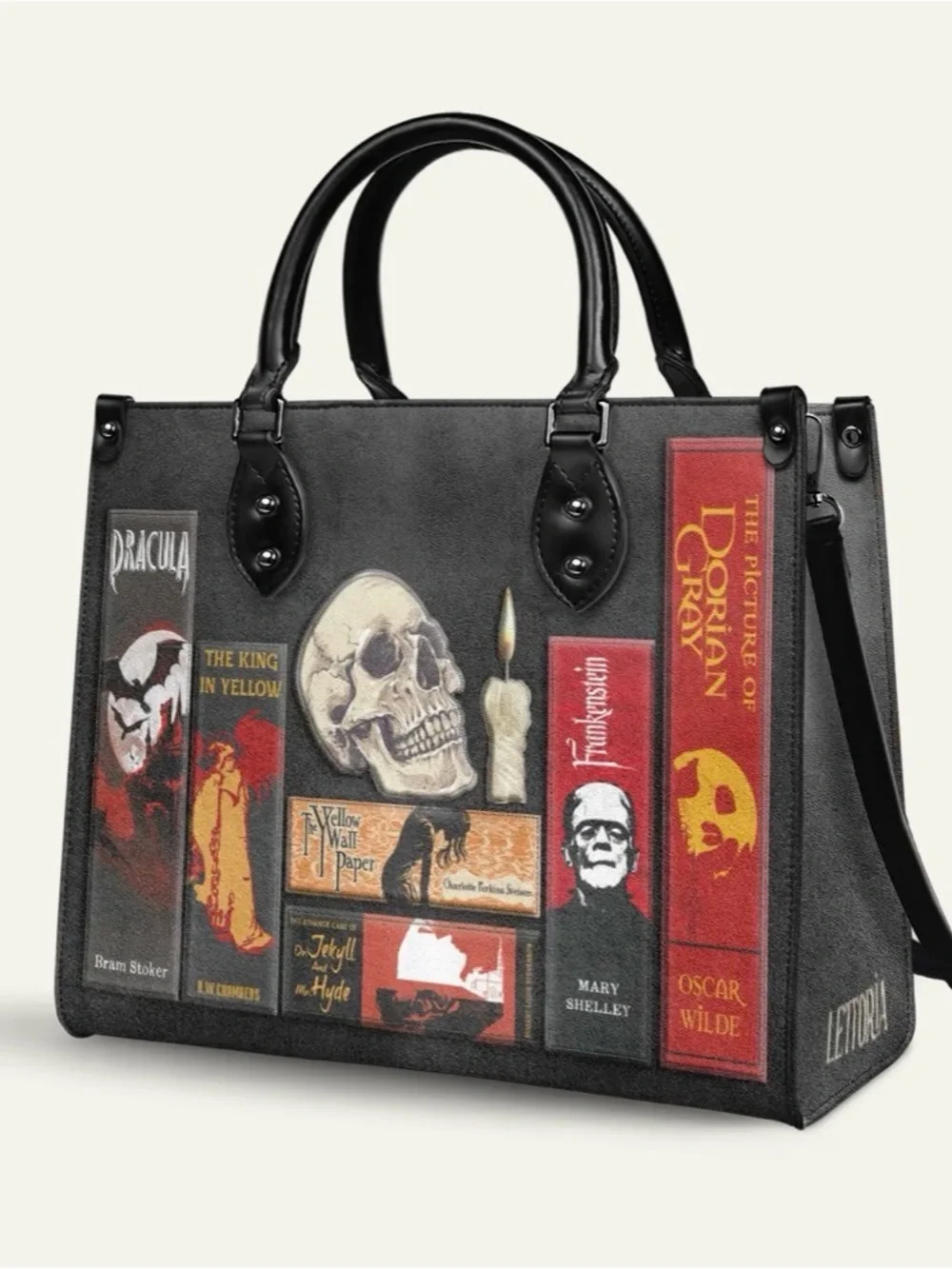 Black Graphic Book-Print Briefcase